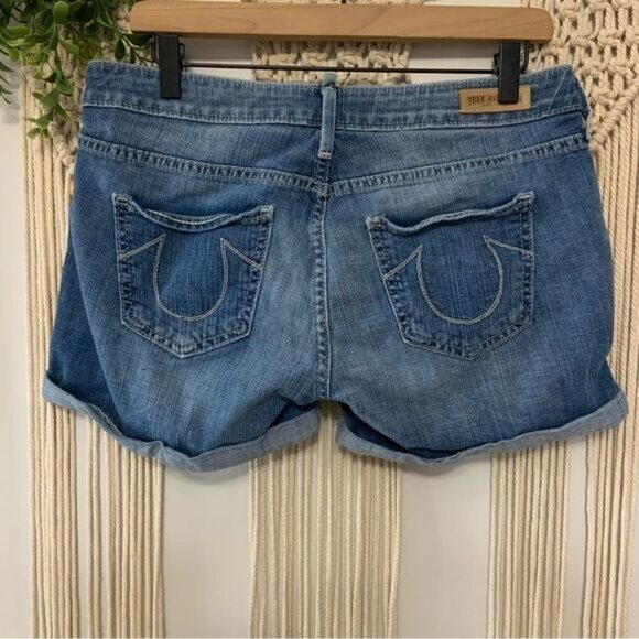 TRUE RELIGION Cassie Rolled Denim Jean Shorts Size 30 - Picture 5 of 16